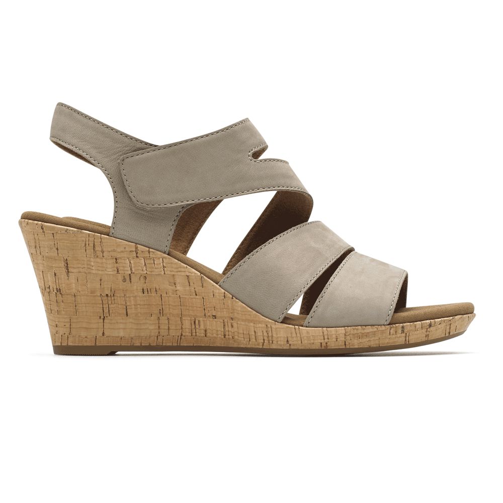 Rockport Briah Strappy Comfort - Womens Wedges Sandals - Taupe - NZ (DUP-796415)